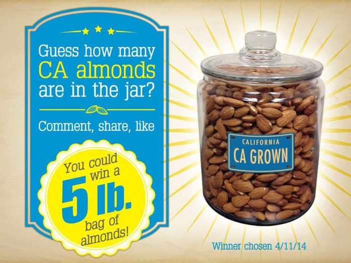 Win 5 lb.s of CA Grown Almonds