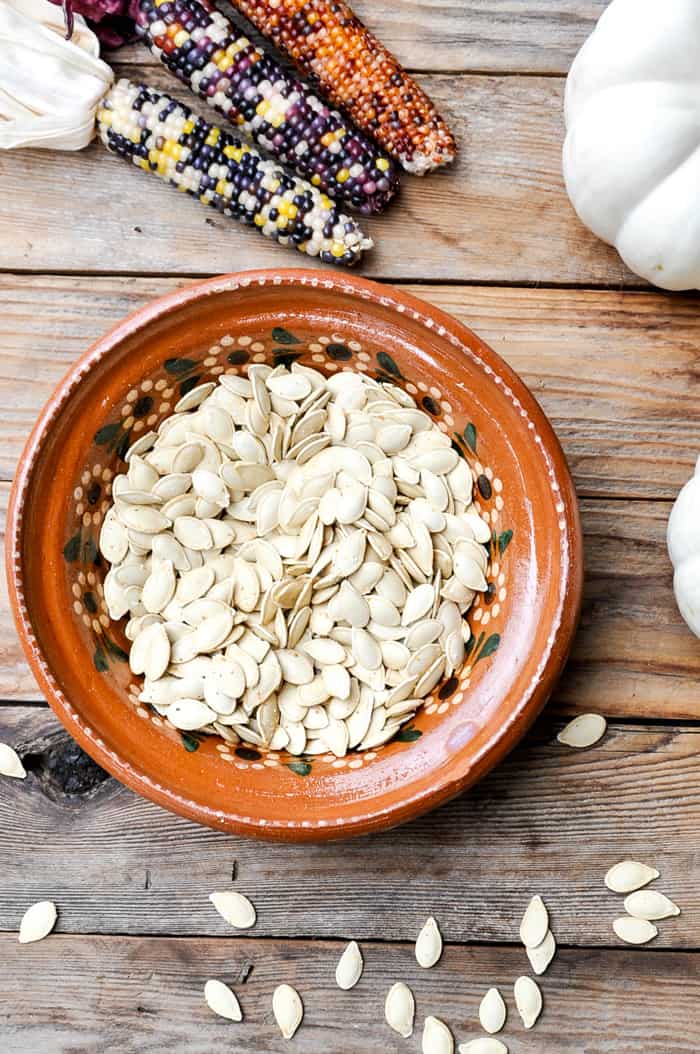 Roasted Garlic Pumpkin Seeds in Bowl