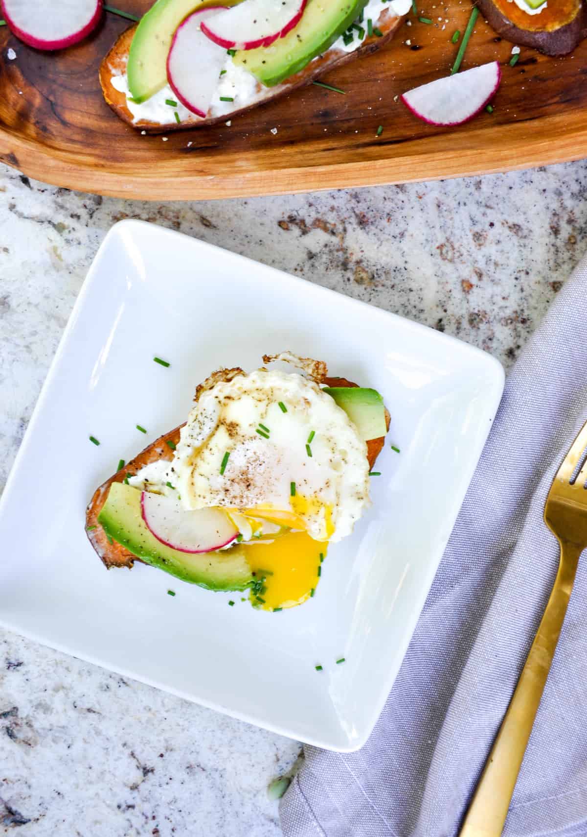 Sweet Potato Toast Topped with Avocado & Egg