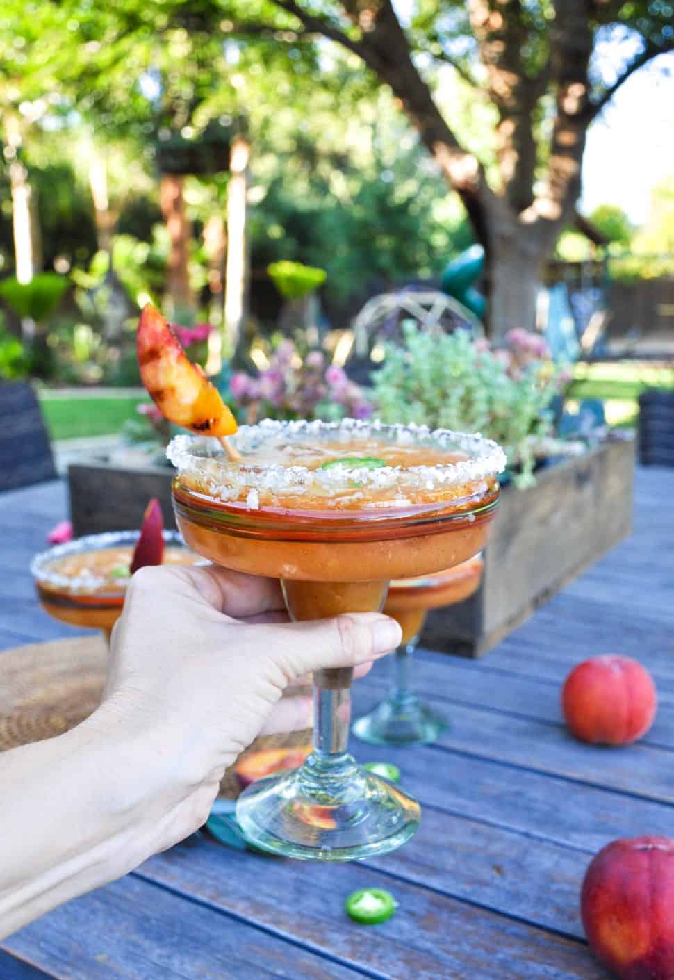 Spicy Grilled Peach Margarita California Grown