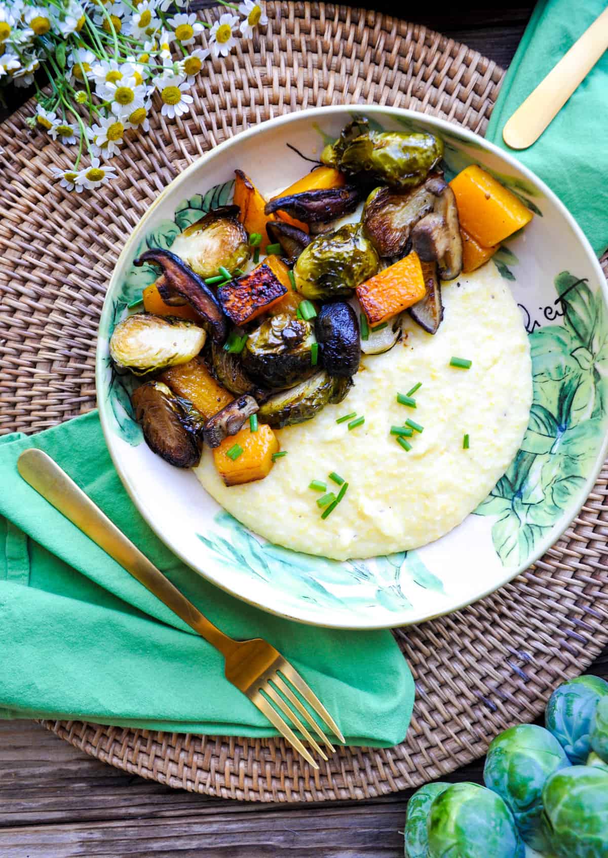 Roasted Winter Vegetable Medley over Creamy Polenta