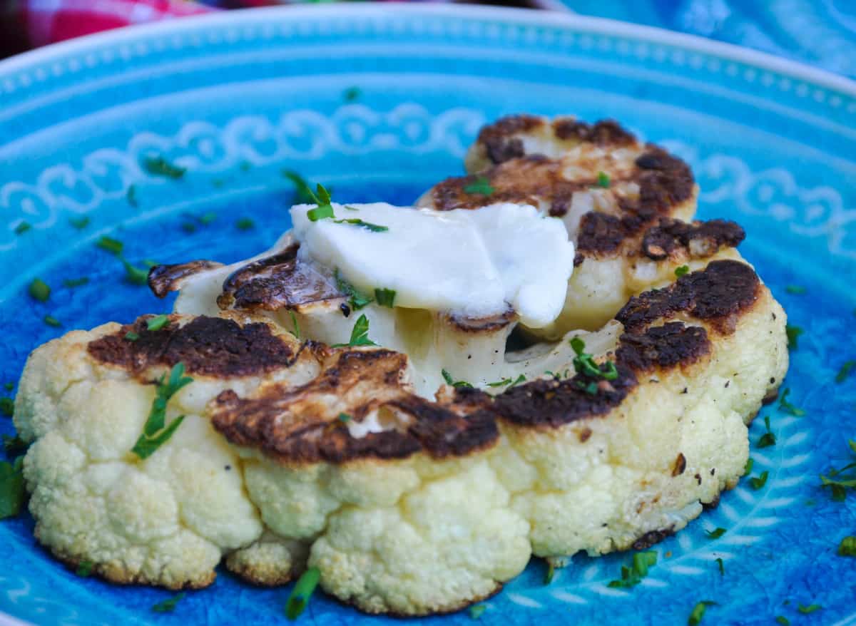 Cauliflower Steaks with Blue Cheese Butter California Grown
