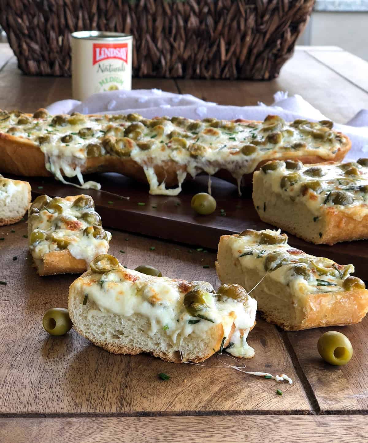 Green Olive Garlic Cheese Bread California Grown